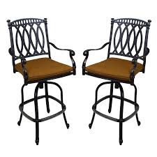 Maybe you would like to learn more about one of these? Oakland Living Outdoor Bar Stools Set Of 2 Black Metal Frame Swivel Bar Stool Chair S With Sunbrella Cushioned Seat In The Patio Chairs Department At Lowes Com