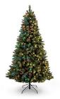 Pre-Lit Henry Fir Christmas Tree and Tree Stand, 400 Colour-Changing LED Lights, 7-ft Noma