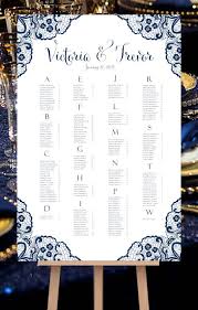 Wedding Seating Chart Poster Victoria Lace Navy Blue Print Ready Digital File