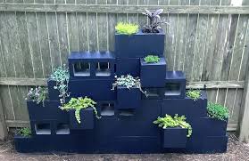 Make Vertical Cinder Block Planters