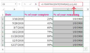 year or month ped in excel