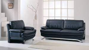 Black Leather Contemporary Living Room