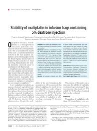 Pdf Stability Of Oxaliplatin In Infusion Bags Containing 5
