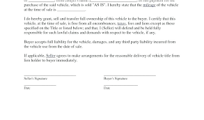 Bill Of Sale Contract Template Vehicle Sold As Is Used Car