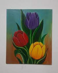 canvas board acrylic flowers painting