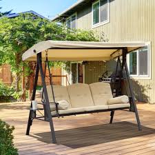 Outdoor 3 Seat Garden Swing Chair Steel