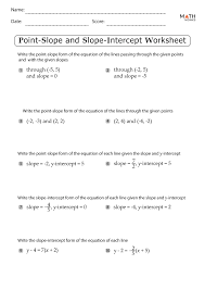 Slope Intercept Form Worksheets With