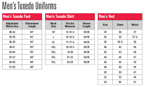 59 Comprehensive Size Chart For Mens Tuxedo