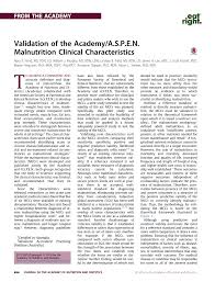 Pdf Validation Of The Academy A S P E N Malnutrition