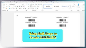 creating barcodes in word using mail