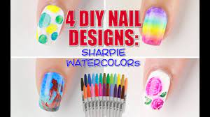 diy sharpie watercolor nail art