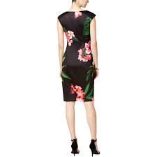 Sangria Womens Floral Print Scuba Wear To Work Dress Black 6