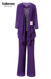 Us 159 9 Yabreny Purple Chiffon 3pc Outfit Mother Of Bride Trousers Suit With Sequins Mt001708 2 In Mother Of The Bride Dresses From Weddings