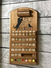 Wooden Perpetual Calendar Golden
