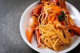 photo lobster spaghetti with shrimp egg