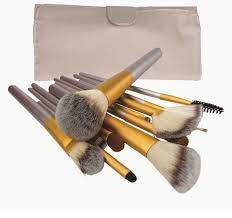 lot of 3 makeup brushes set w roll