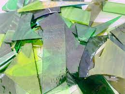 Green Stained Glass Pieces 500g