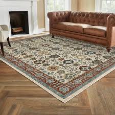 home decorators collection earltown ivory rust 6 ft 7 in x 9 ft 2 in oriental polyester area rug