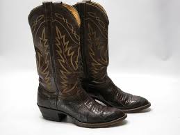 Nocona Cowboy Lizard Skin Leather Brown Boots Size Mens 5d