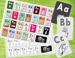 Asl Alphabet Chart And Asl Alphabet Flashcards Baby Sign
