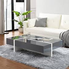 Canditree modern rectangular coffee table, high gloss white, coffee table for living room, office 33.5 x 21.7 x 12.2. Storm Storage Coffee Table In Grey And White High Gloss 349 95 Go Furniture Co Uk