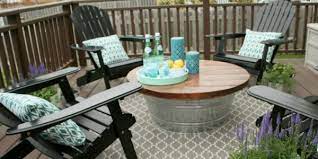 Outdoor Coffee Table With Metal Bucket Base