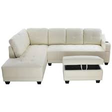 Starhomeliving Sy Sectional Sofa With Ottoman Off White Right Facing