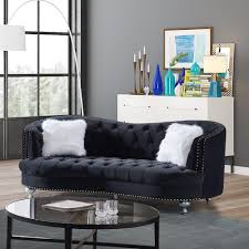 lori black velvet tuxedo arm sofa by