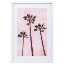 Palm Trees With Pink Canvas Wall Art 18x36