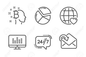 International Love Pie Chart And 24 7 Service Icons Simple Set