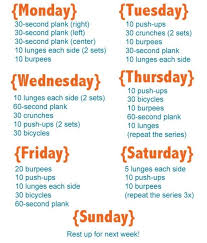 Daily Exercise Schedule Workout Posters At Home Workouts