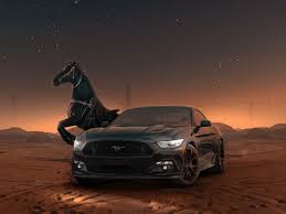 wallpaper ford mustang and horse