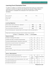 Training Course Evaluation Forms Template