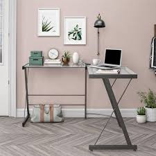L Shaped Gray Writing Desk