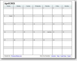 2021 blank and printable calendar with united states holidays in word document format. April 2021 Printable Calendar Print As Many As You Want