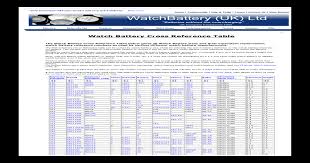 Watch Battery Cross Reference Table_chart For All Watch