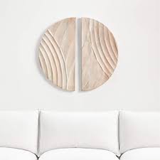 Dune Hand Carved Bleached Wood Wall