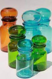 mod colored glass bottles vintage
