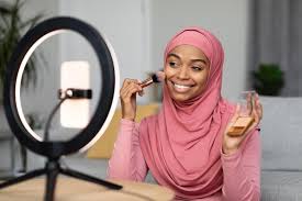 happy black muslim lady beauty ger