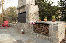 Outdoor Stone Fireplace With A Braai