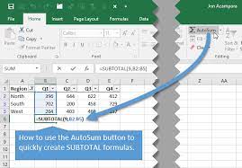 create subtotal formulas with the