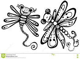 Stylized Dragonflies Unique Drawings And Sketches Stock