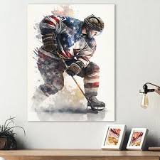 Designart Usa Hockey Player In Action