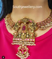 traditional gold necklace with rubies