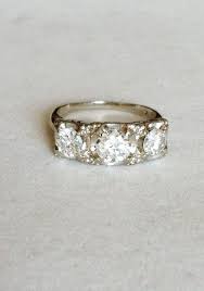Emerald band ring w/ diamonds 18k gold. Three Diamond Dinner Ring I Do Now I Don T