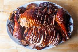 dry brined turkey with roasted onions