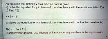 Equation That Defines Y As A Function F