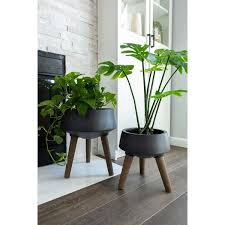 5 mid century modern ceramic flower planter pot with perfectly fit bamboo stand, plant container and planter holder set for houseplants. Mid Century 15 11 5 Fiberglass Pot On Legs Set Of 2