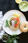 bagels with avocado spread   smoked salmon