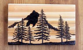 Woodburning Art Pyrography Mountains